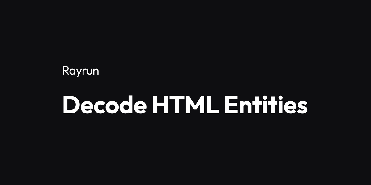 Decode HTML Entities